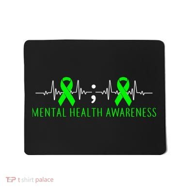 Mental Health Awareness Pulse Ribbon Mousepad