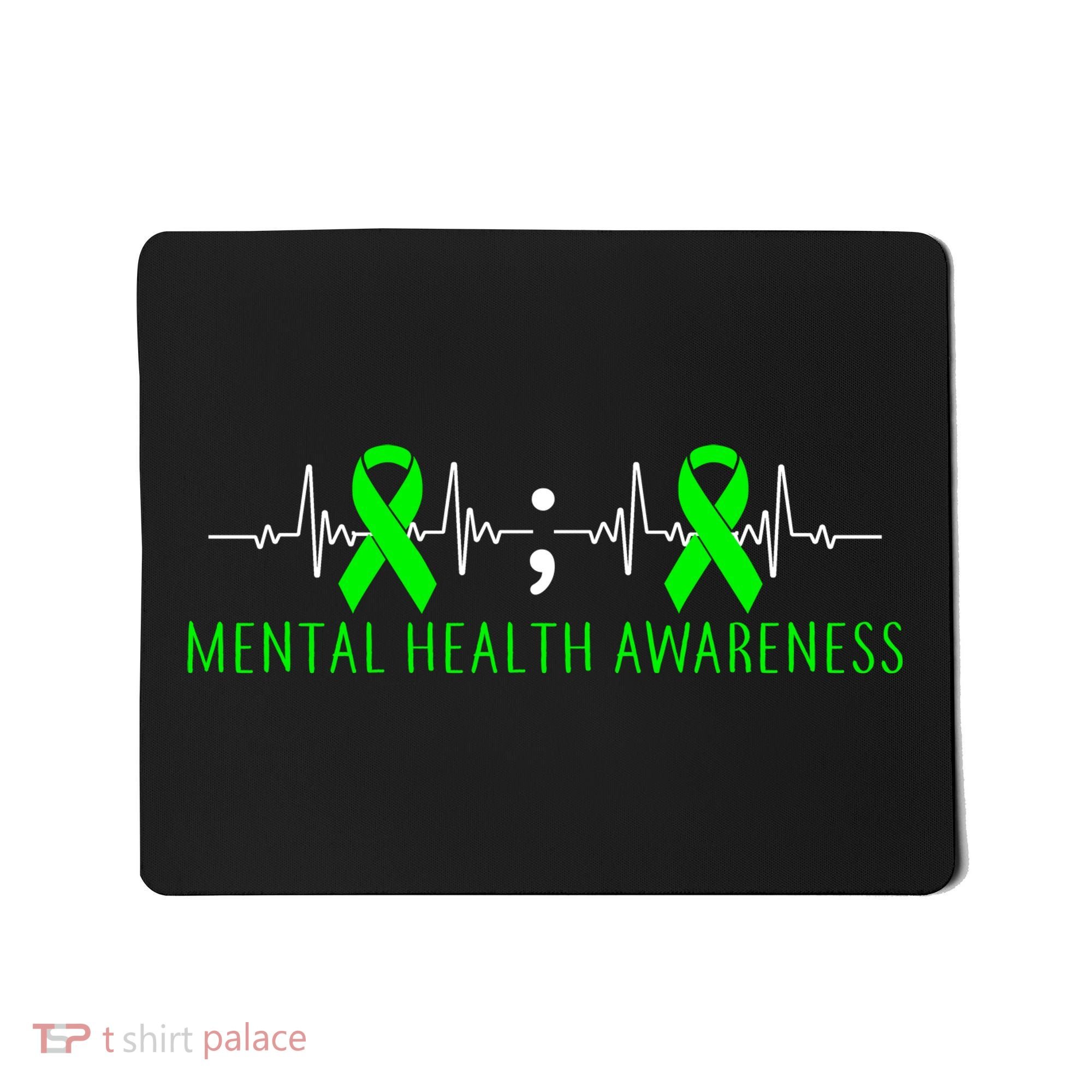 Mental Health Awareness Pulse Ribbon Mousepad