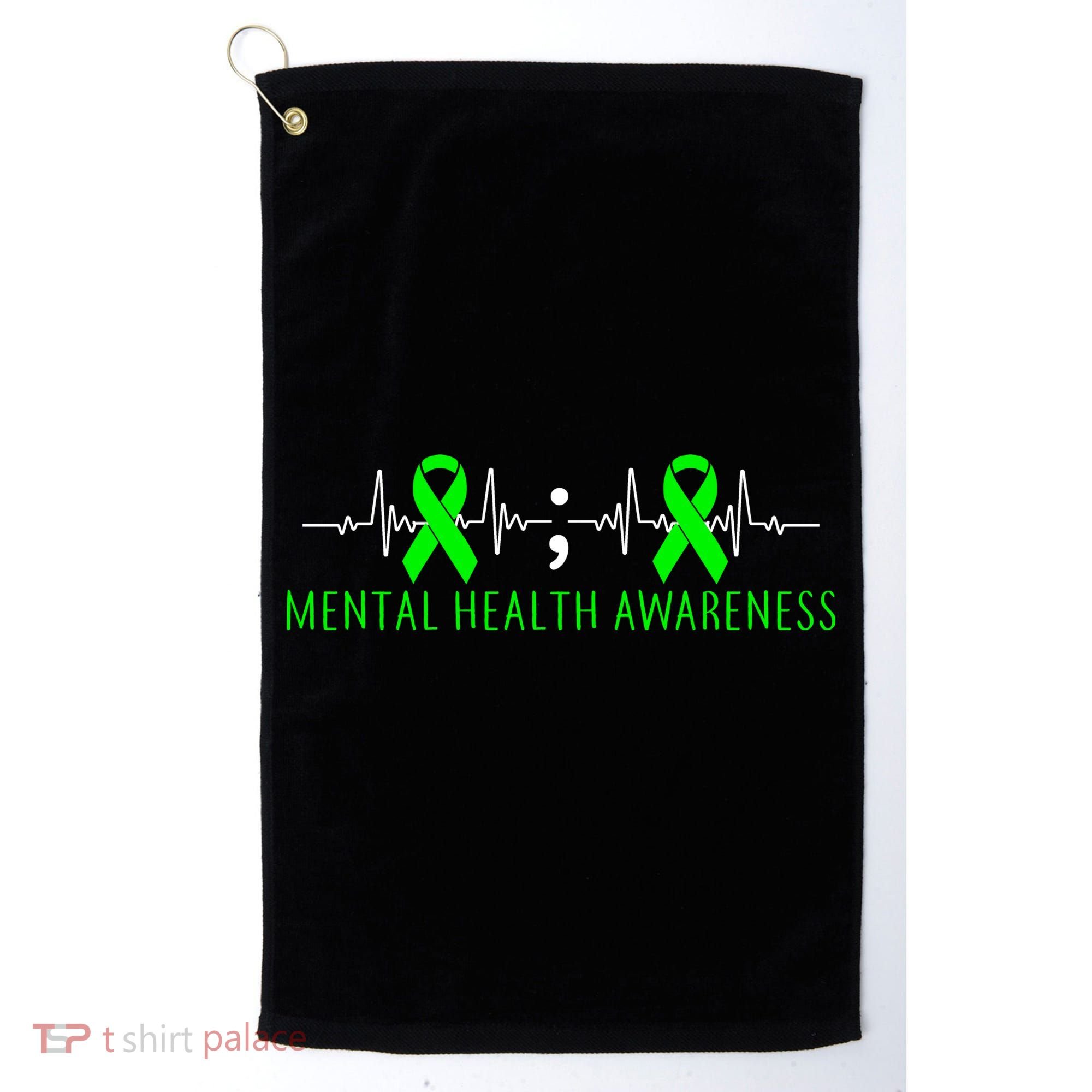 Mental Health Awareness Pulse Ribbon Golf Towel