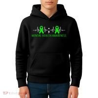 Mental Health Awareness Pulse Ribbon Kids Hoodie thumb 4