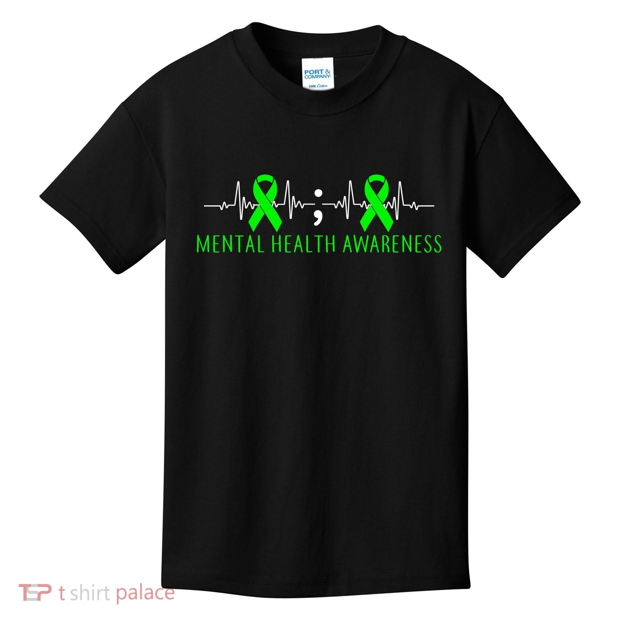 Mental Health Awareness Pulse Ribbon Kids T-Shirt