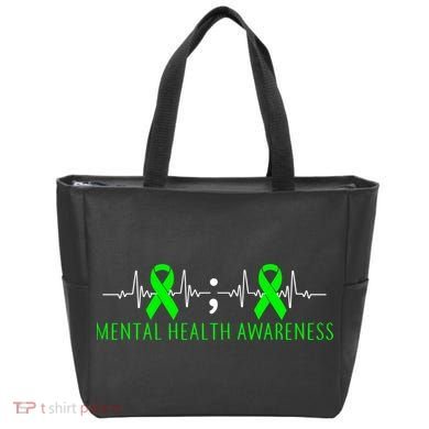Mental Health Awareness Pulse Ribbon Tote Bag