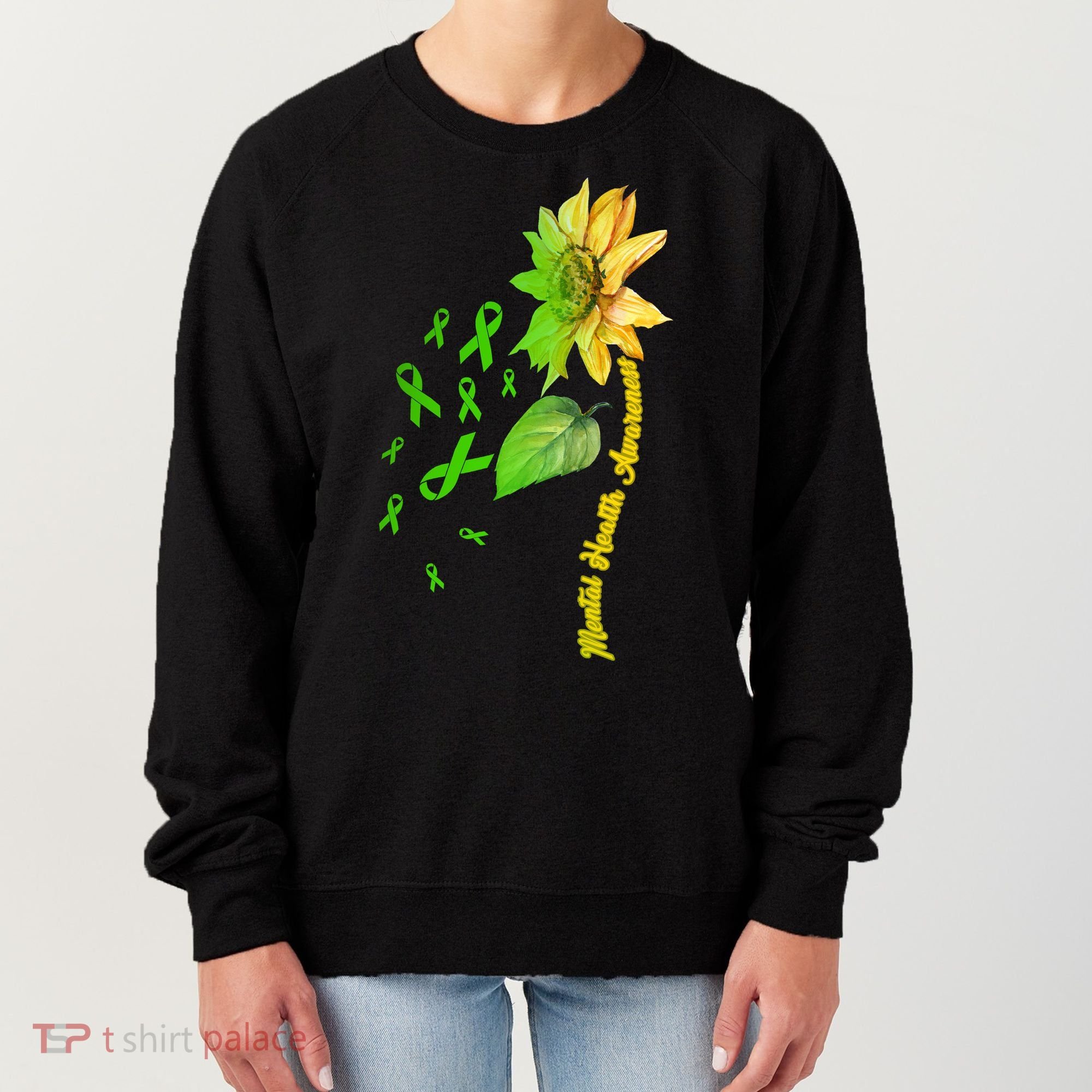 Mental Health Awareness Sunflower Ribbon Women's Sweatshirt
