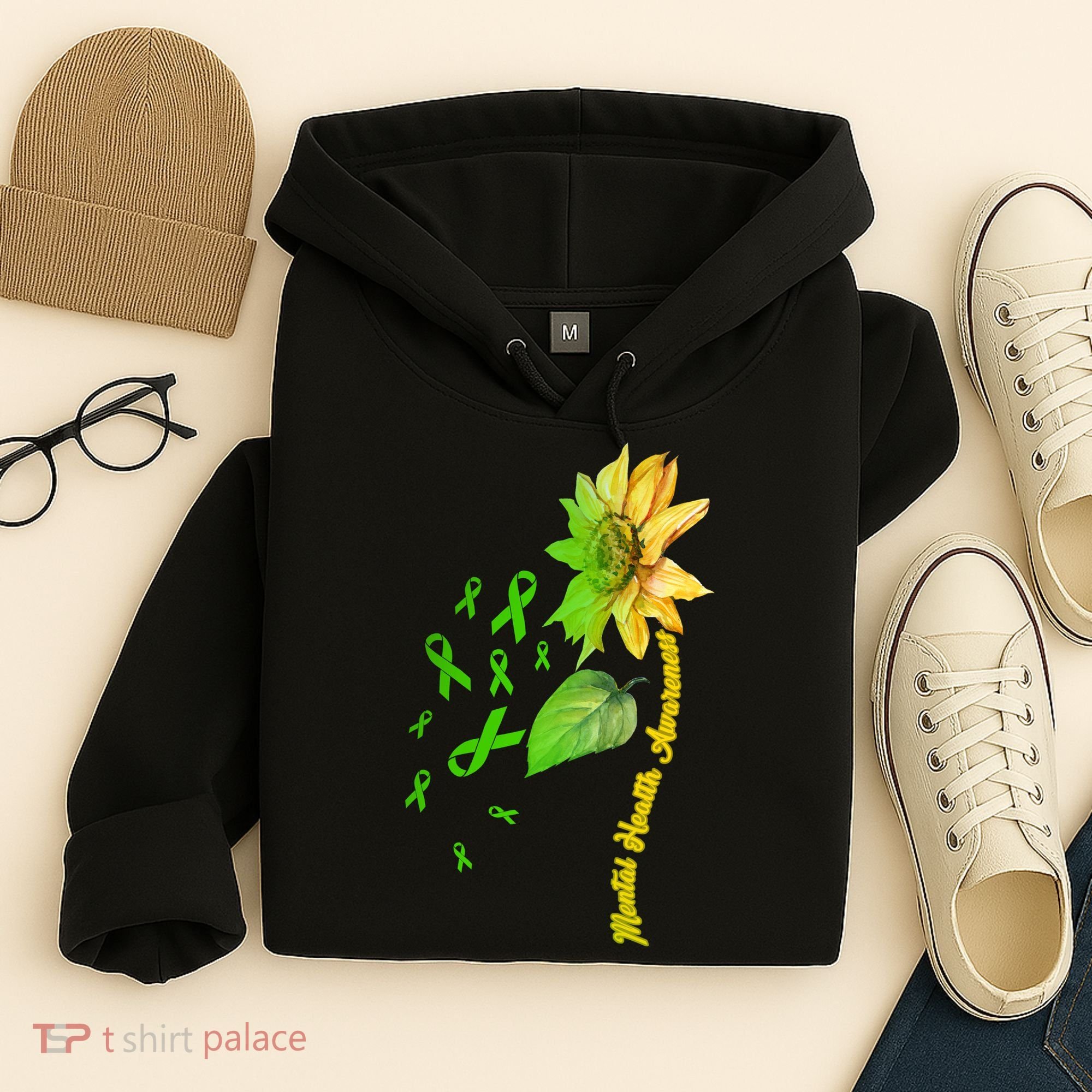 Mental Health Awareness Sunflower Ribbon Hoodie