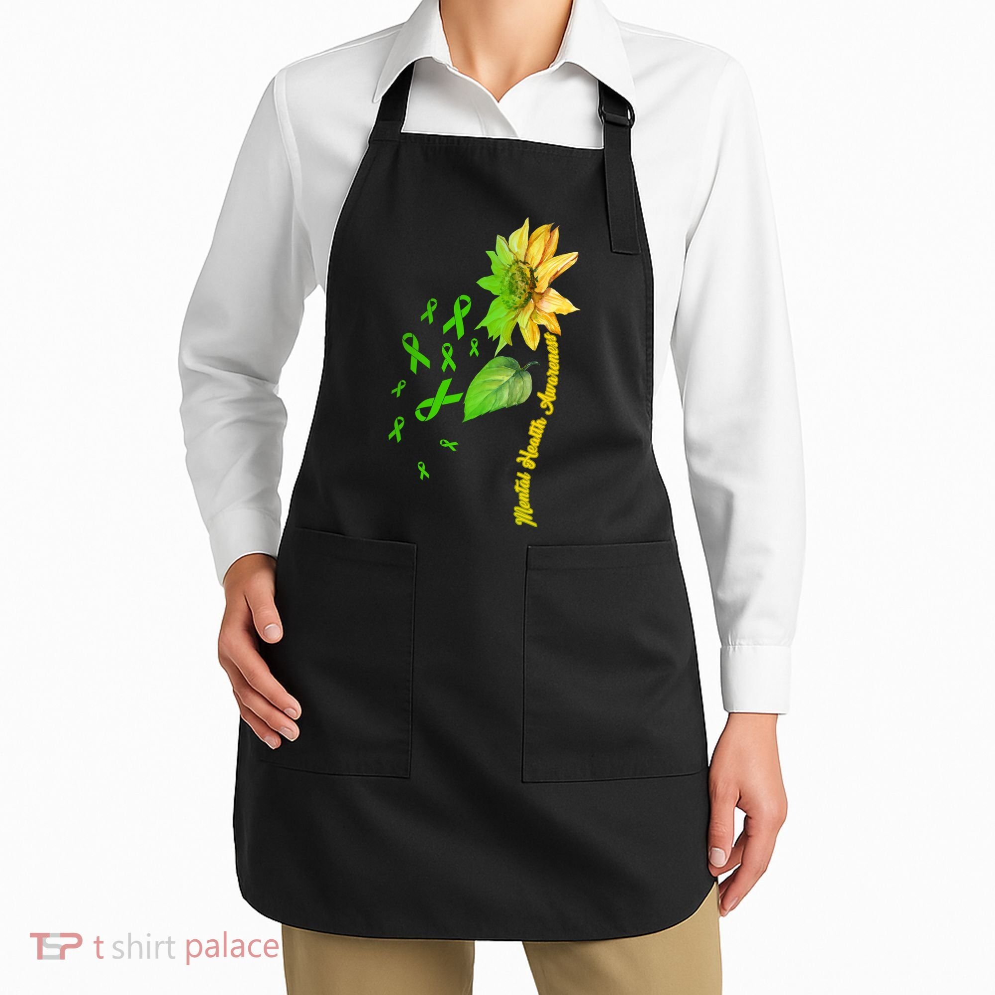Mental Health Awareness Sunflower Ribbon Apron