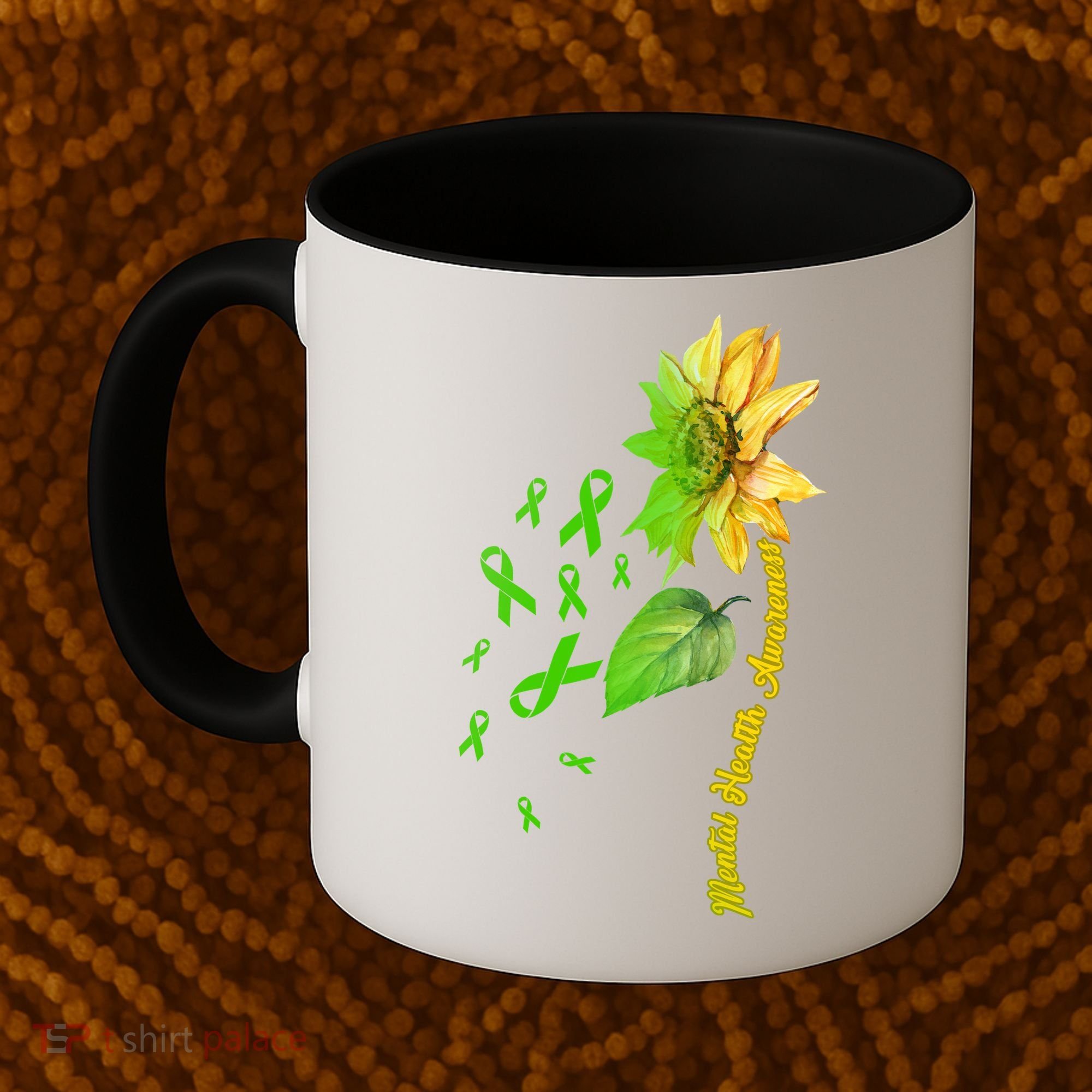 Mental Health Awareness Sunflower Ribbon Coffee Mug
