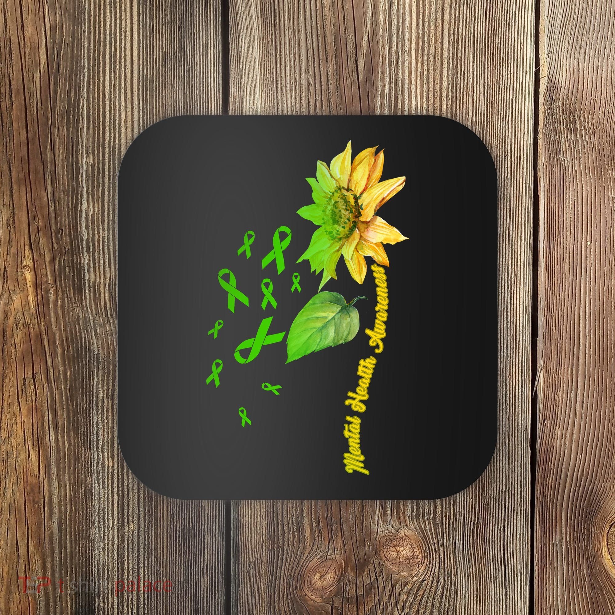 Mental Health Awareness Sunflower Ribbon Coaster