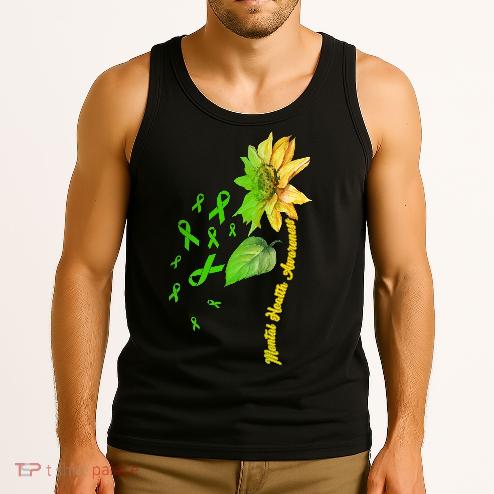 Mental Health Awareness Sunflower Ribbon Tank Top