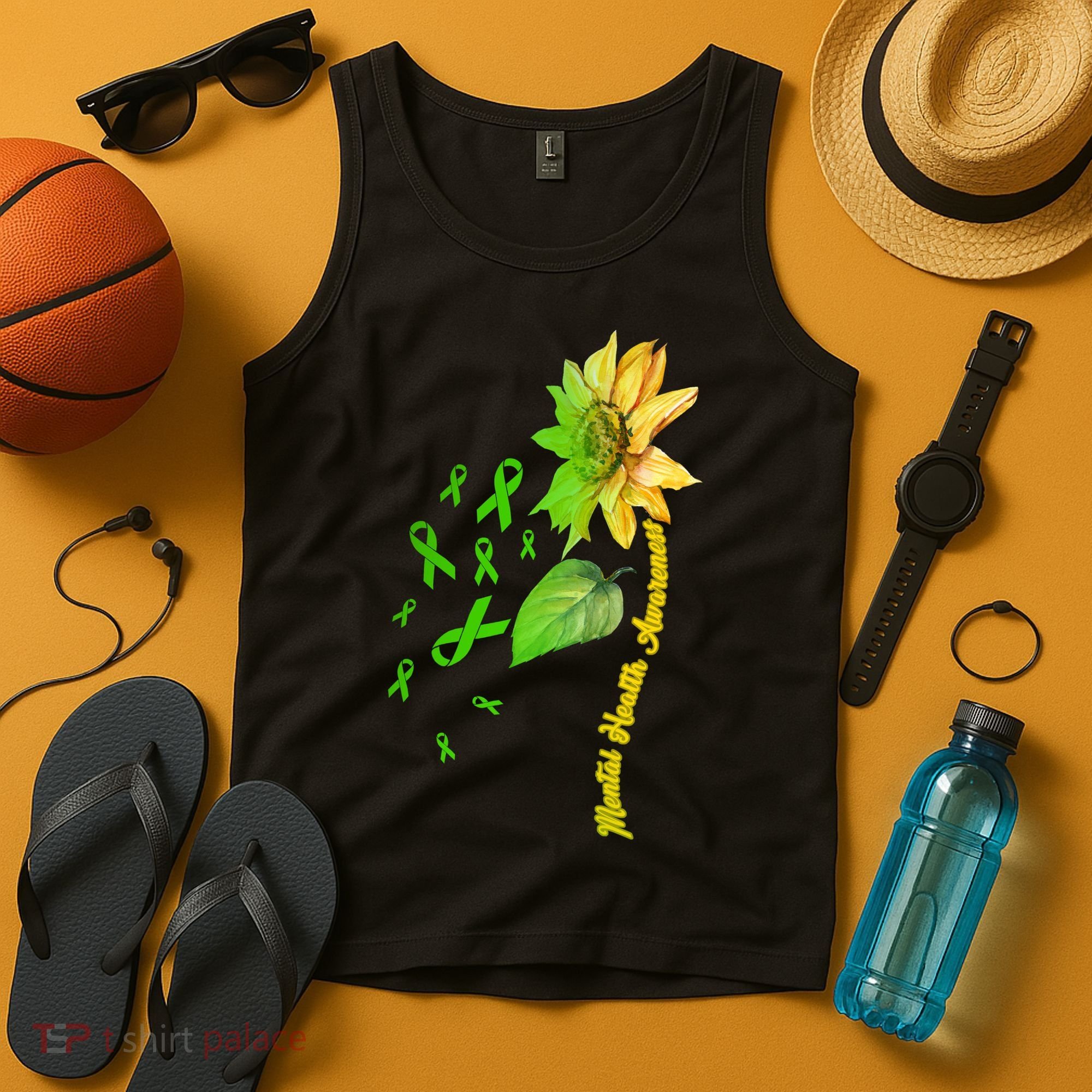 Mental Health Awareness Sunflower Ribbon Tank Top