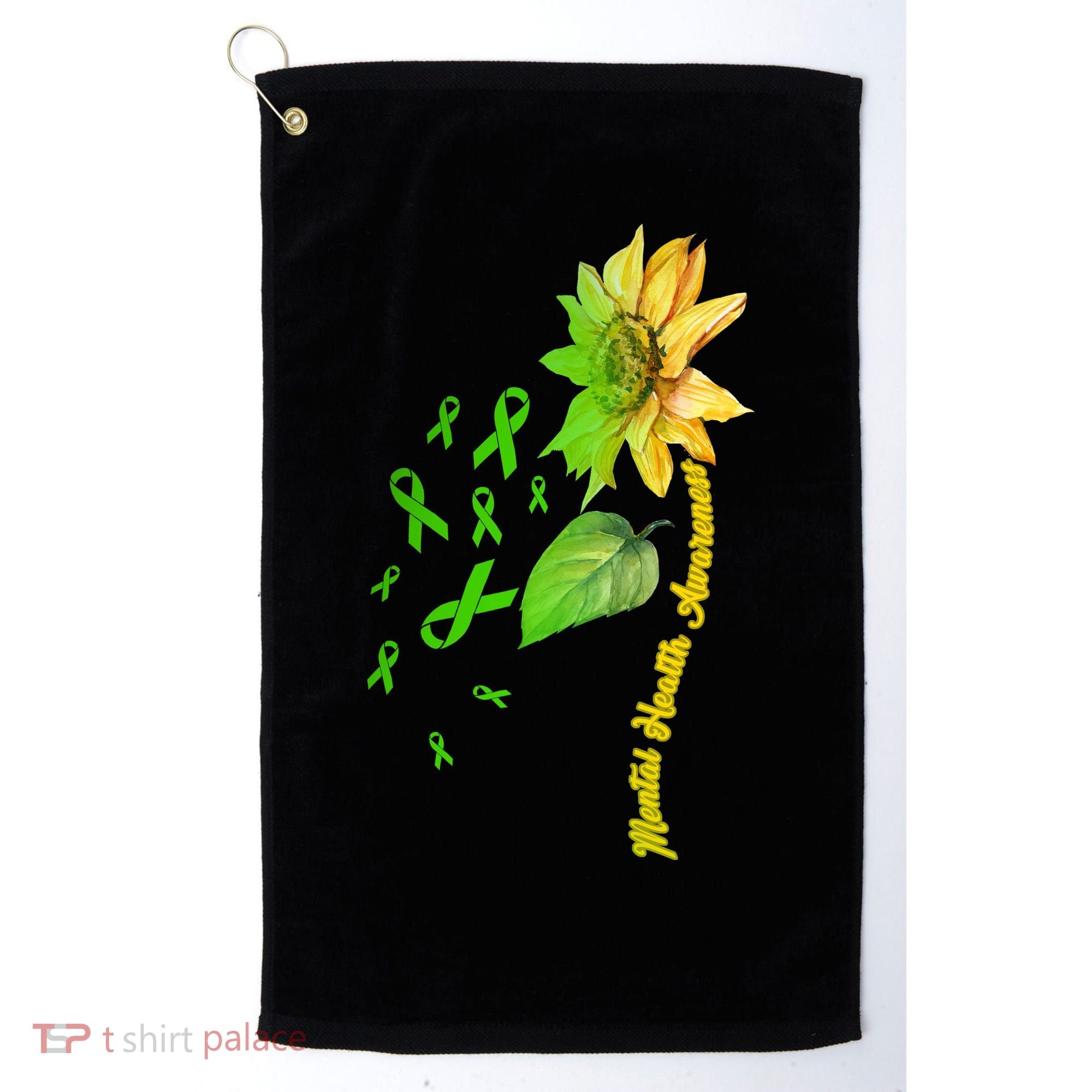 Mental Health Awareness Sunflower Ribbon Golf Towel