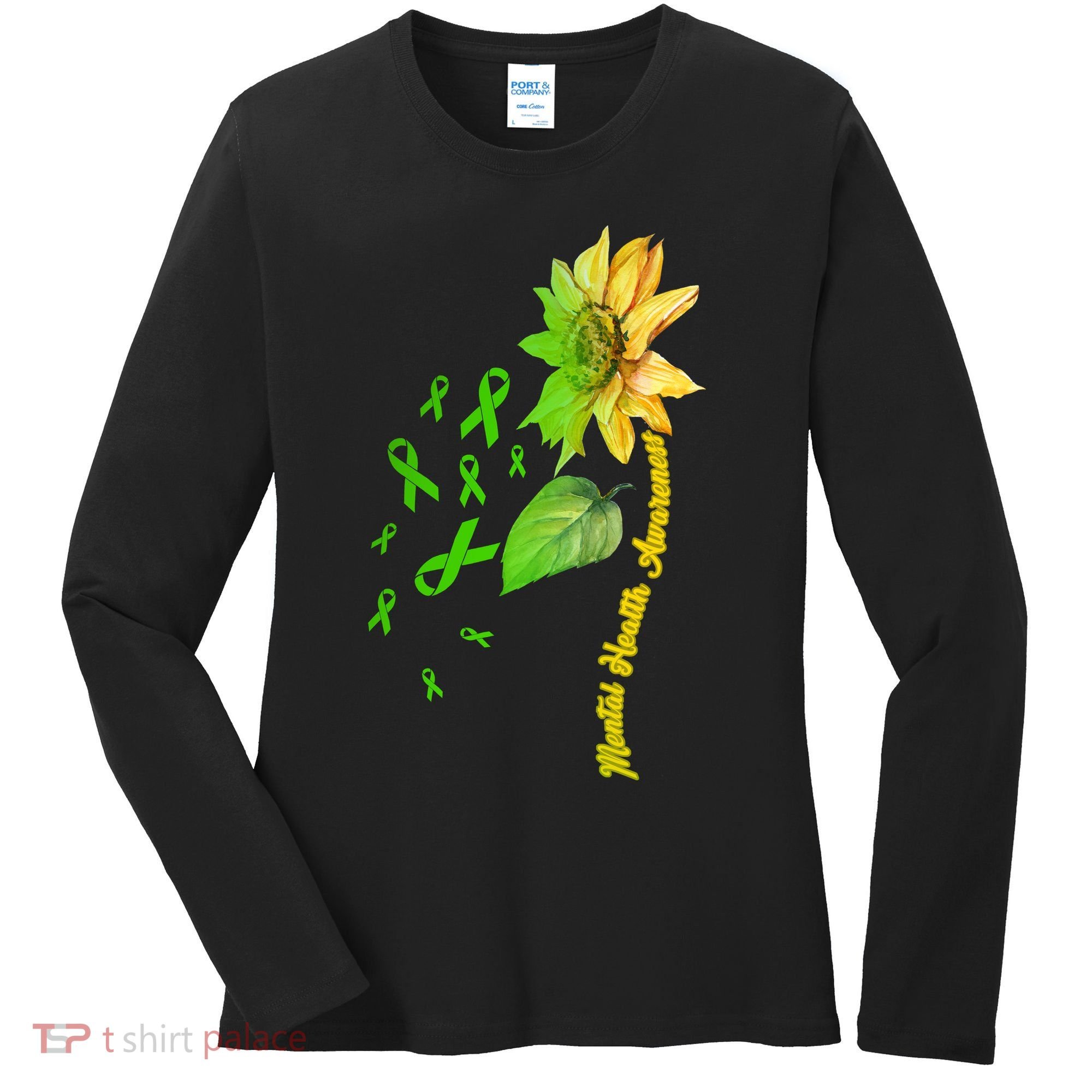 Mental Health Awareness Sunflower Ribbon Women's Long Sleeve Shirt