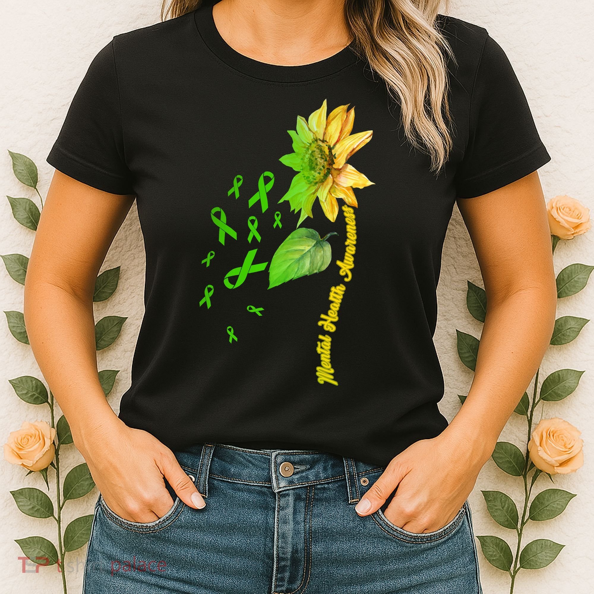 Mental Health Awareness Sunflower Ribbon Women's T-Shirt