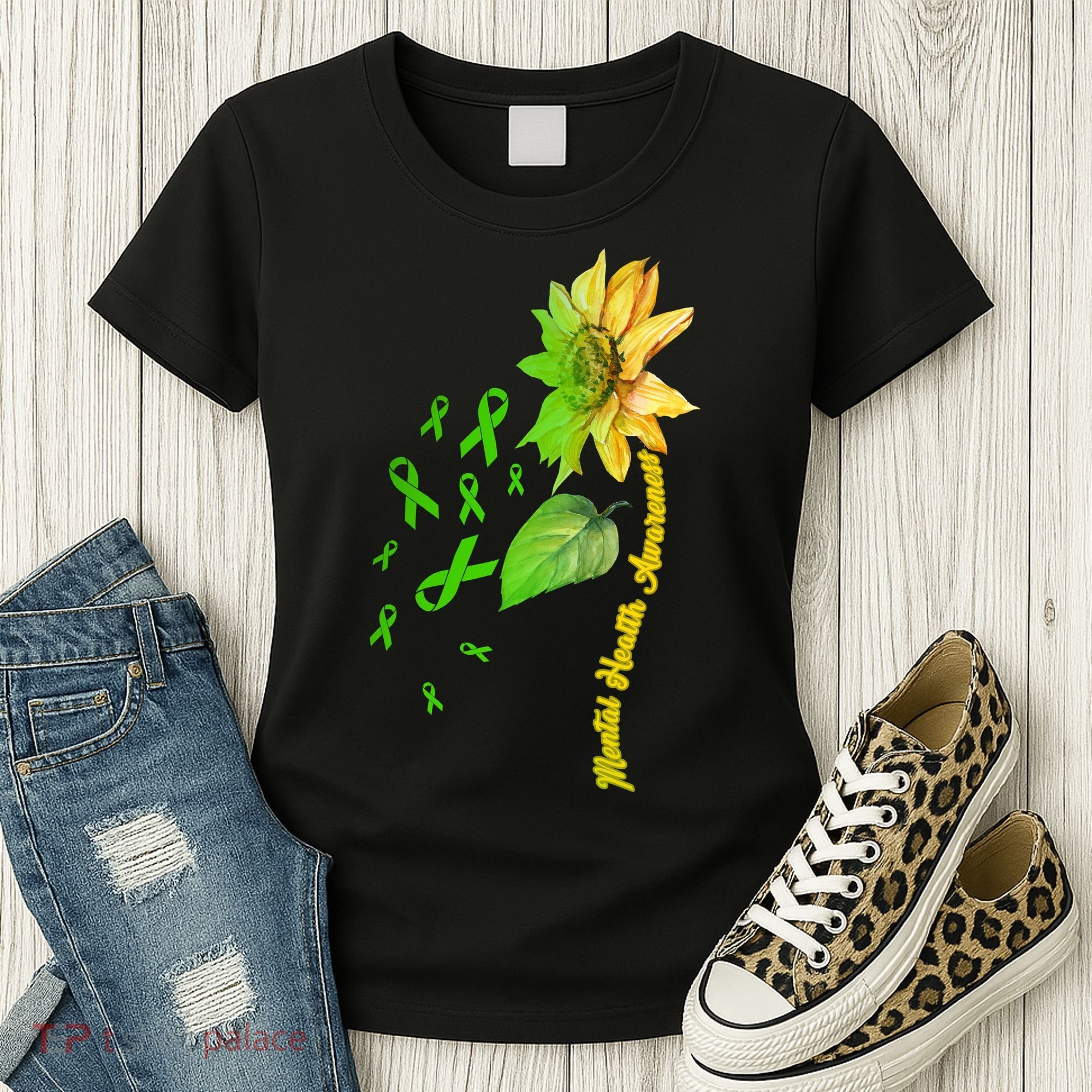Mental Health Awareness Sunflower Ribbon Women's T-Shirt