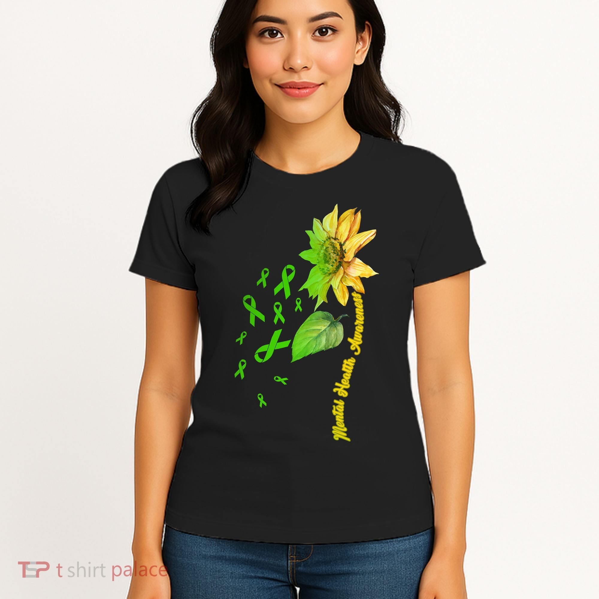 Mental Health Awareness Sunflower Ribbon Women's T-Shirt