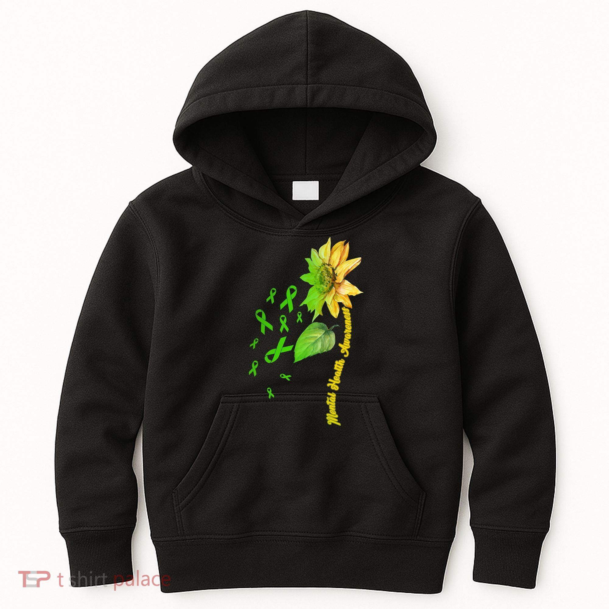 Mental Health Awareness Sunflower Ribbon Kids Hoodie
