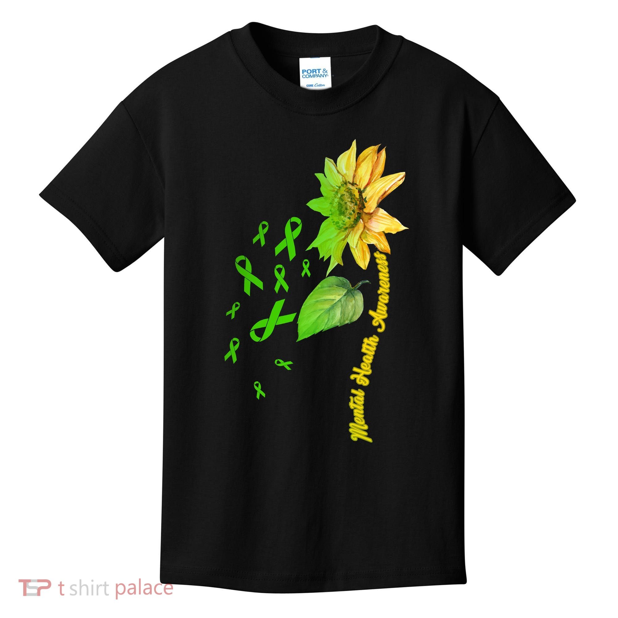 Mental Health Awareness Sunflower Ribbon Kids T-Shirt