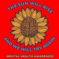 Mental Health Awareness Sunflower The Sun Will Rise Santa Hat thumb 1