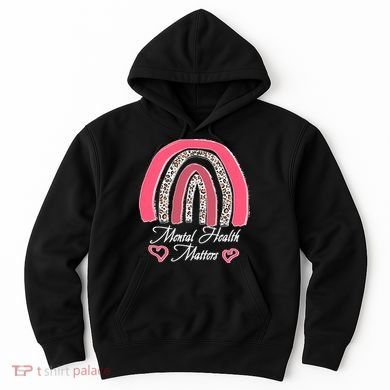 Mental Health Matters Leopard Print Rainbow Hoodie