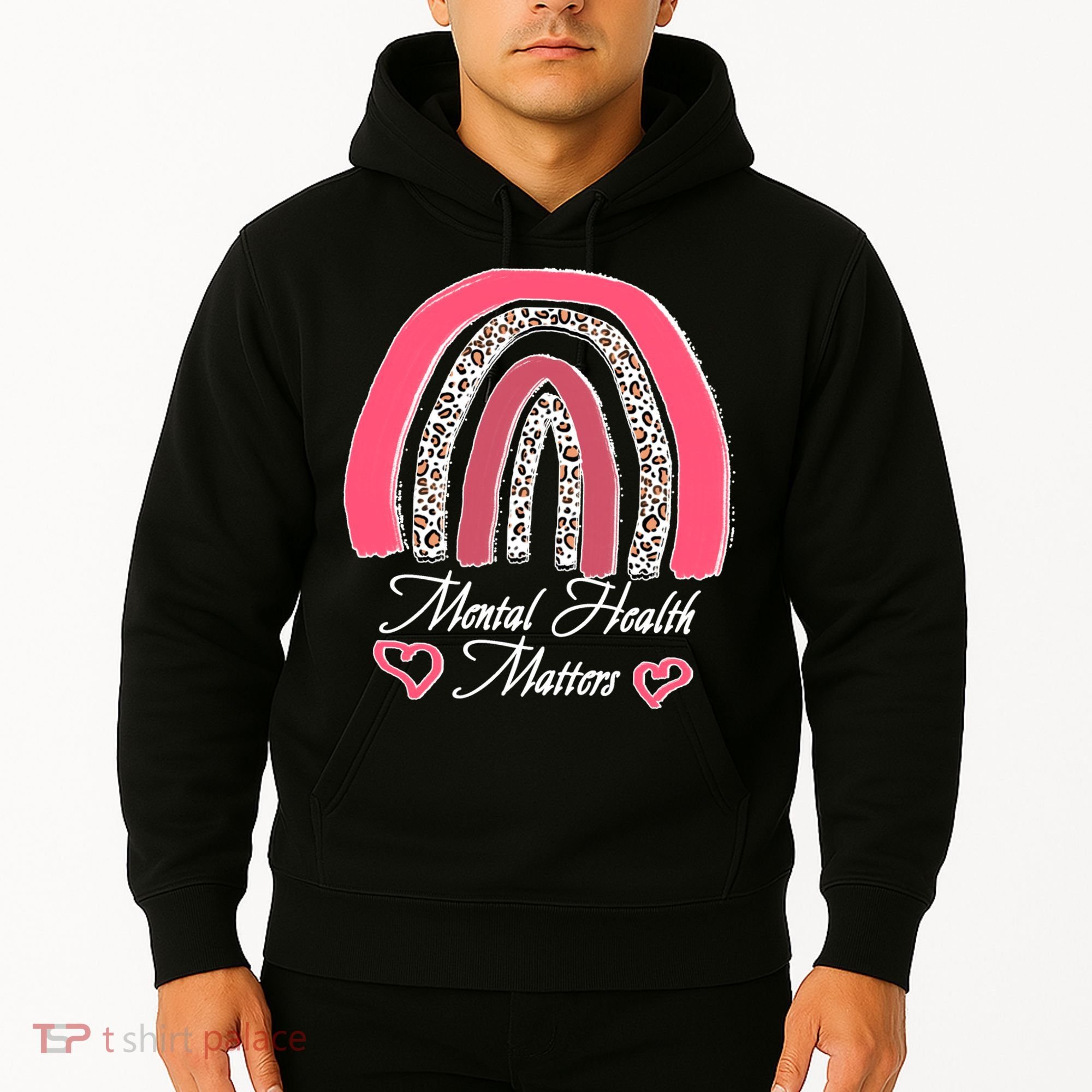 Mental Health Matters Leopard Print Rainbow Hoodie