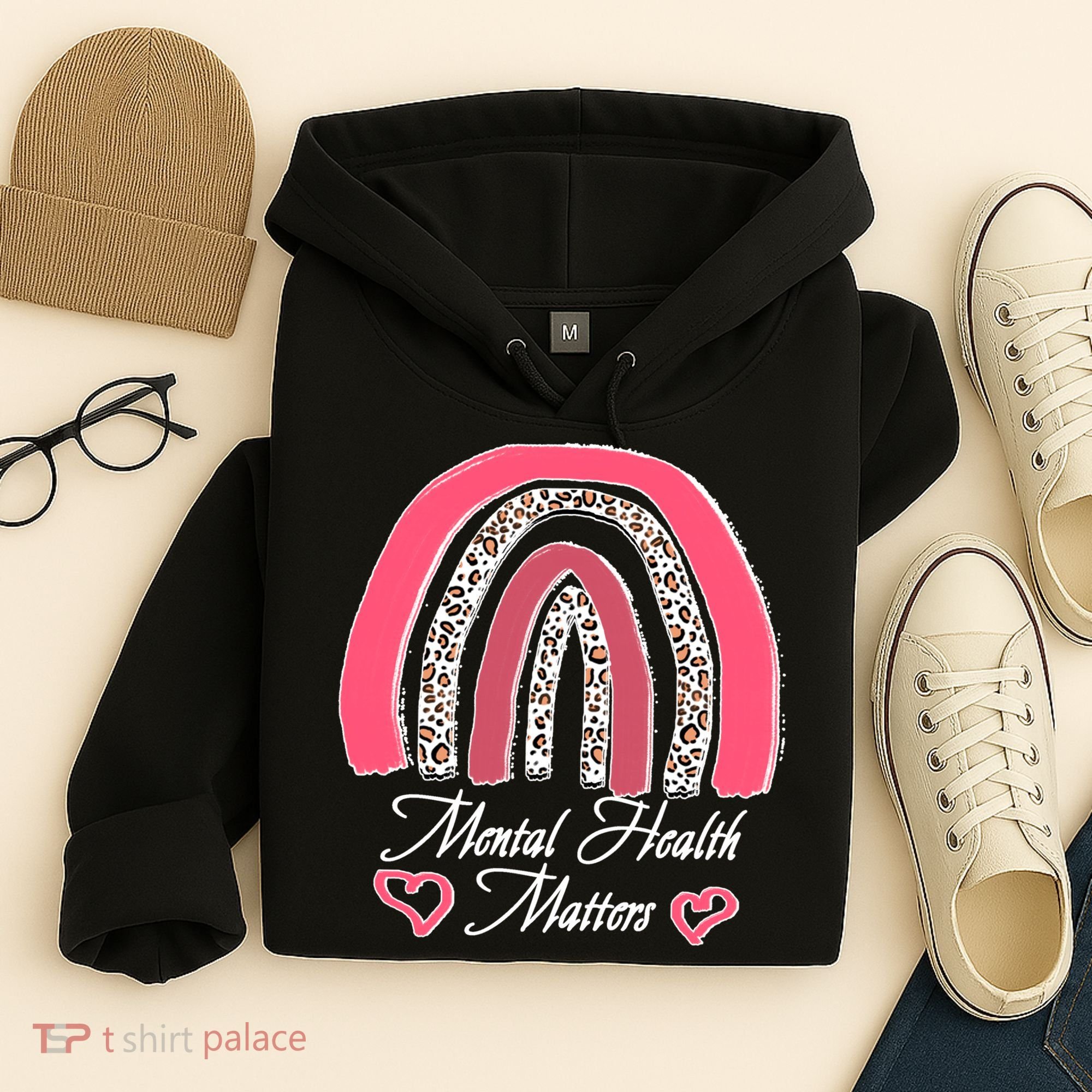 Mental Health Matters Leopard Print Rainbow Hoodie