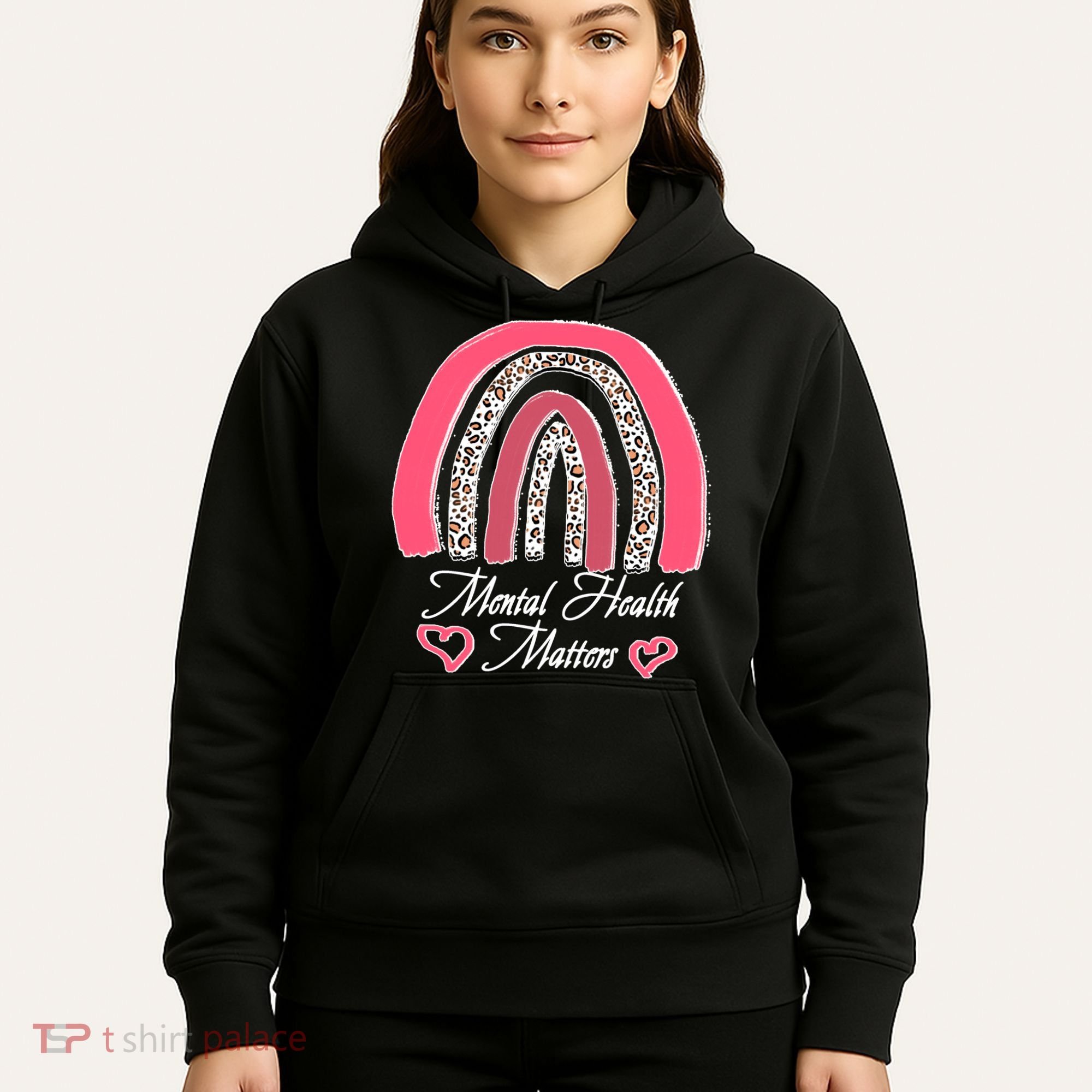 Mental Health Matters Leopard Print Rainbow Hoodie