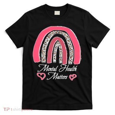 Mental Health Matters Leopard Print Rainbow T-Shirt
