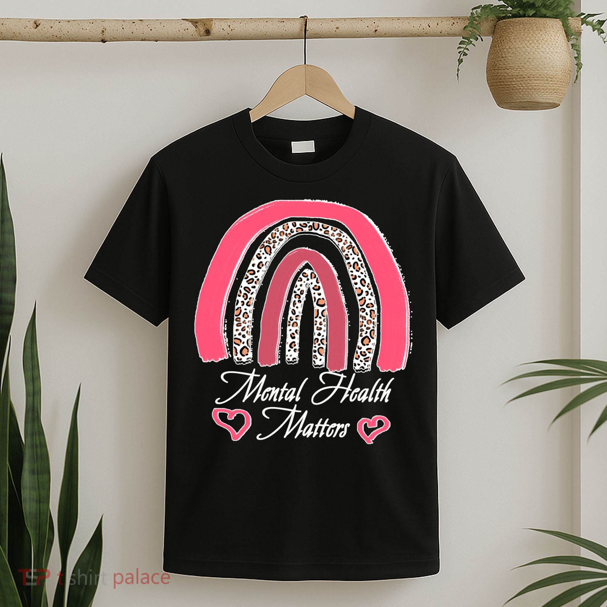 Mental Health Matters Leopard Print Rainbow T-Shirt