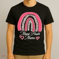 Mental Health Matters Leopard Print Rainbow T-Shirt thumb 3
