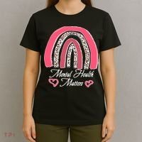 Mental Health Matters Leopard Print Rainbow T-Shirt thumb 4