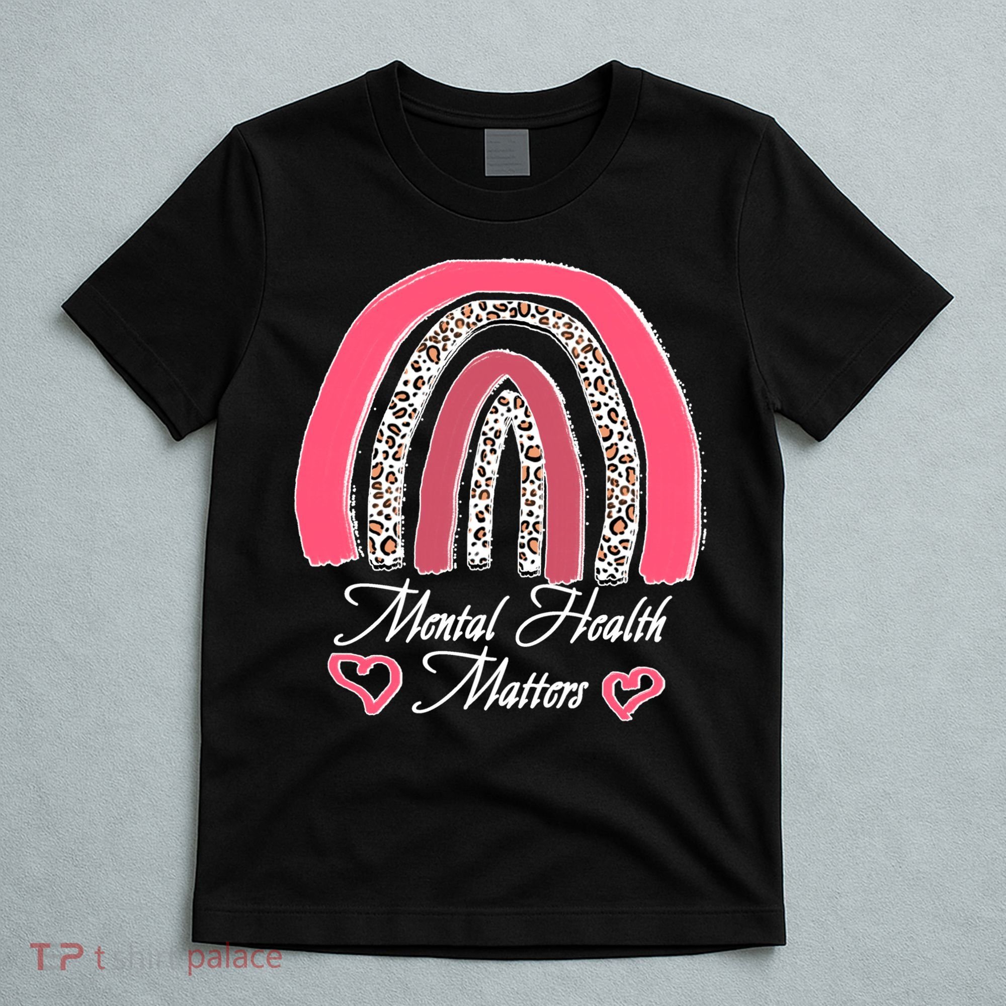 Mental Health Matters Leopard Print Rainbow T-Shirt