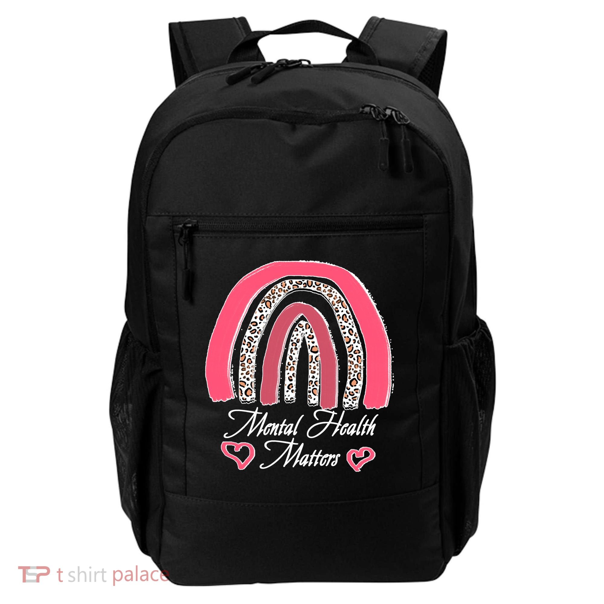 Mental Health Matters Leopard Print Rainbow Backpack