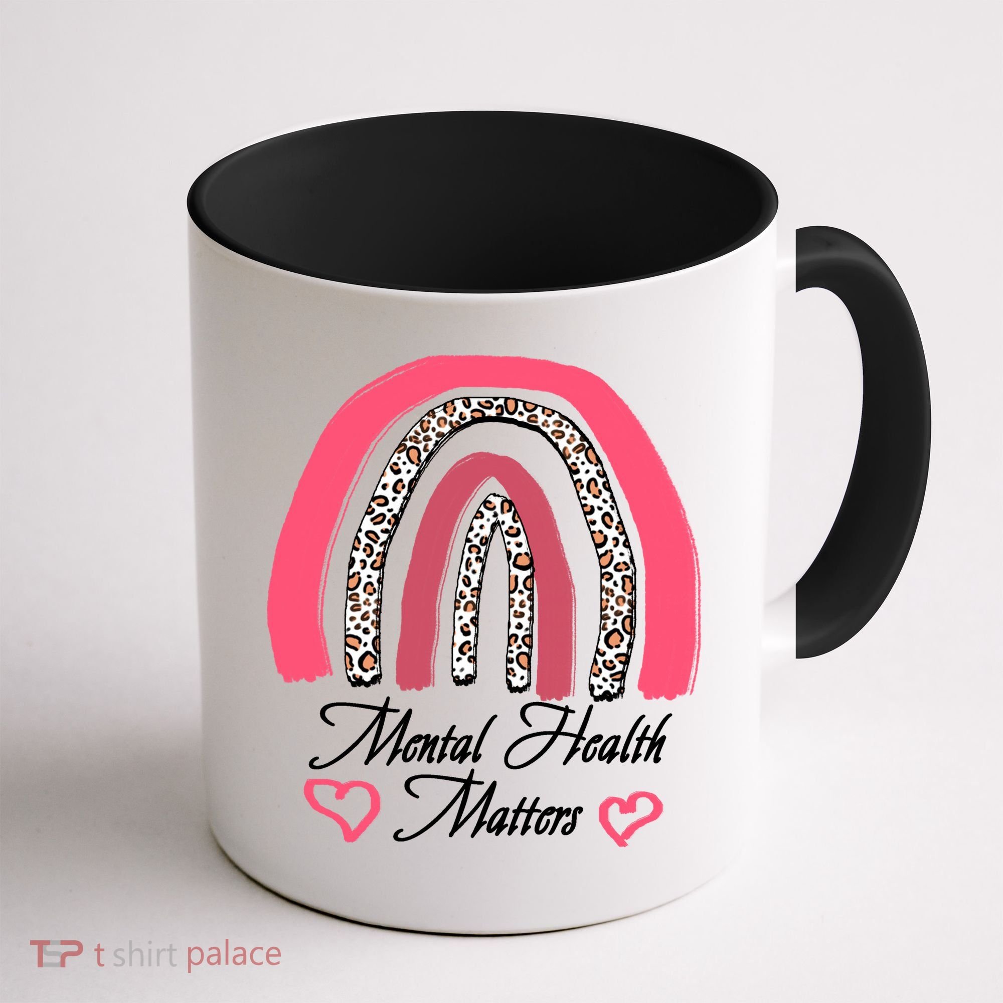 Mental Health Matters Leopard Print Rainbow Coffee Mug