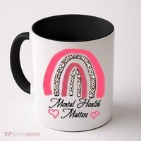 Mental Health Matters Leopard Print Rainbow Coffee Mug thumb 0