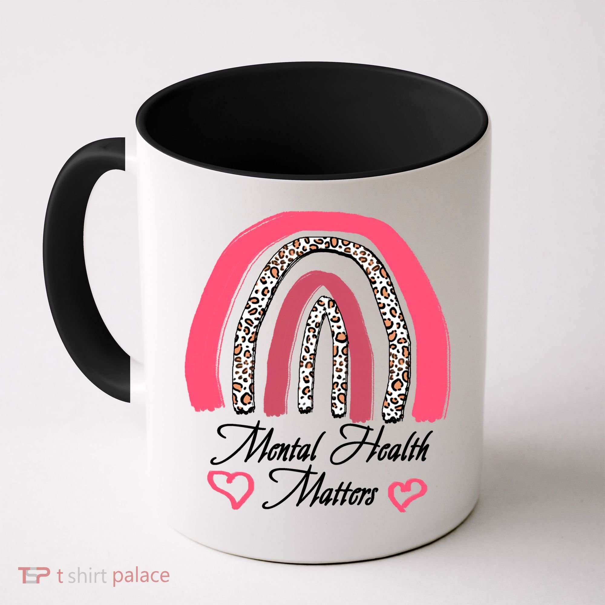 Mental Health Matters Leopard Print Rainbow Coffee Mug