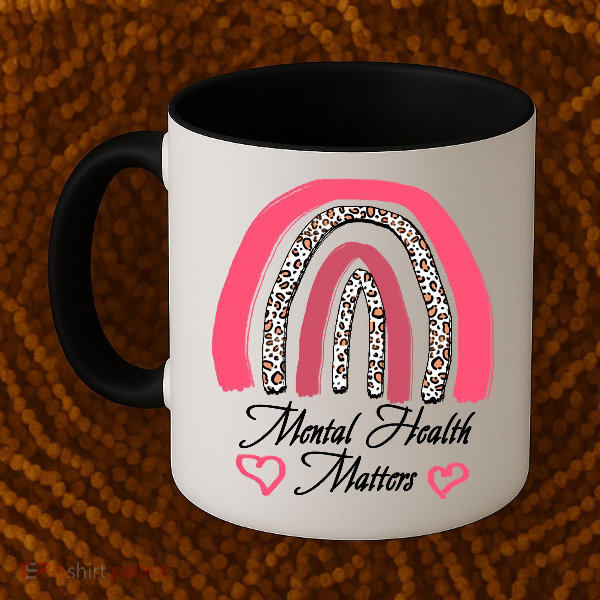 Mental Health Matters Leopard Print Rainbow Coffee Mug