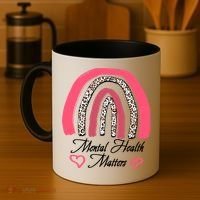 Mental Health Matters Leopard Print Rainbow Coffee Mug thumb 4