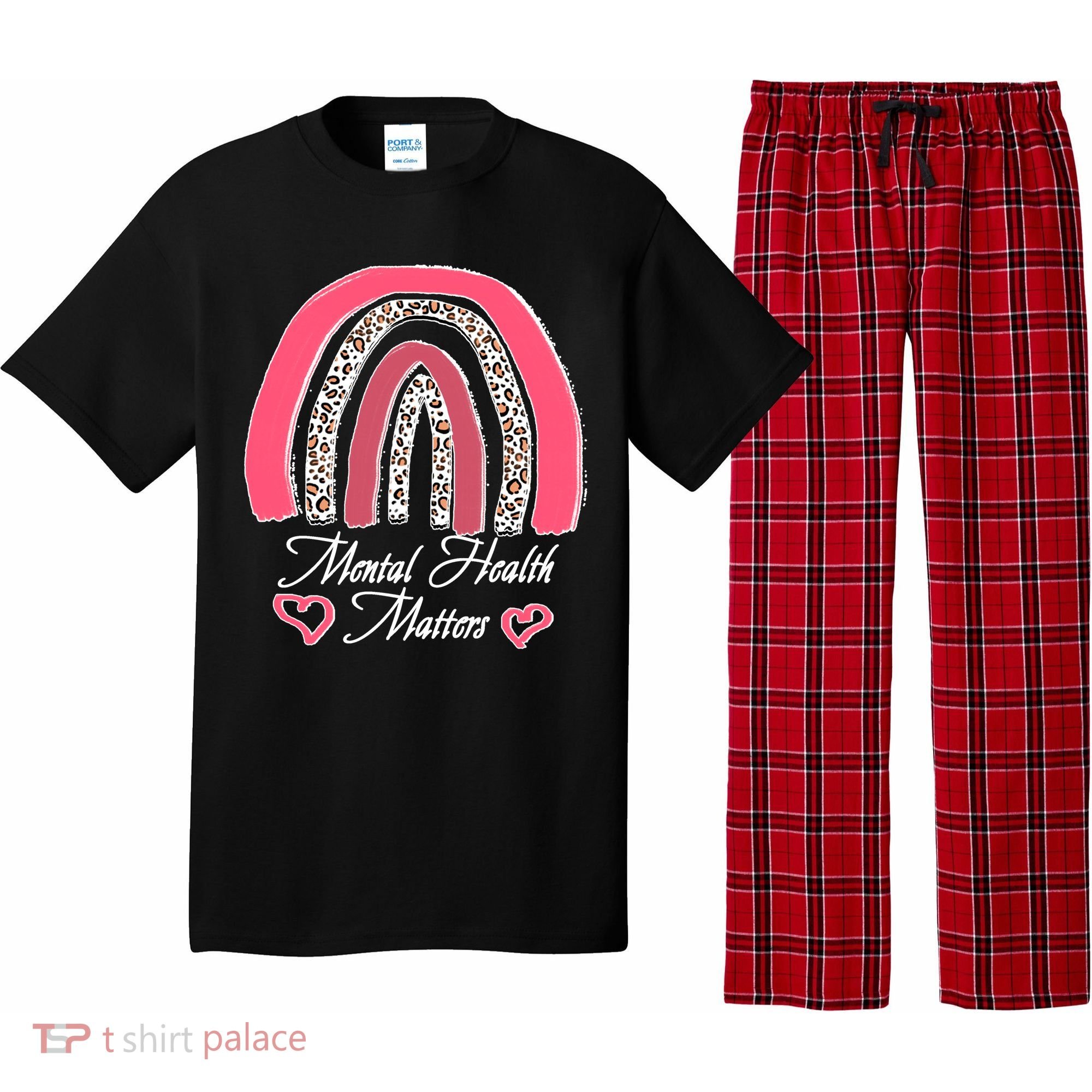 Mental Health Matters Leopard Print Rainbow Pajama Set