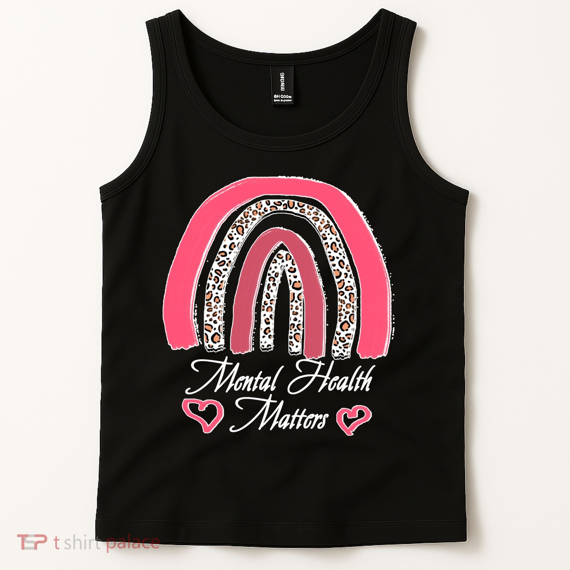 Mental Health Matters Leopard Print Rainbow Tank Top