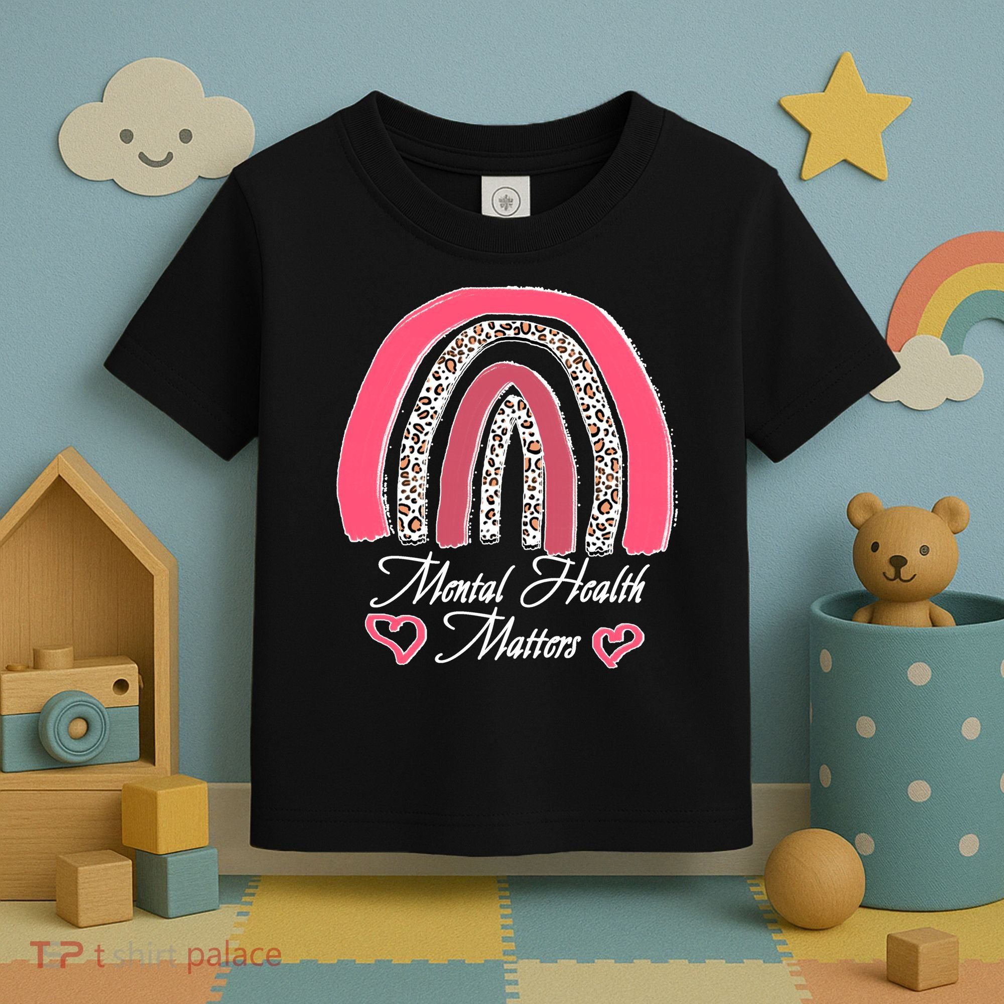 Mental Health Matters Leopard Print Rainbow Toddler T-Shirt
