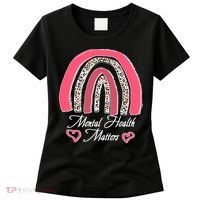 Mental Health Matters Leopard Print Rainbow Women's T-Shirt thumb 0