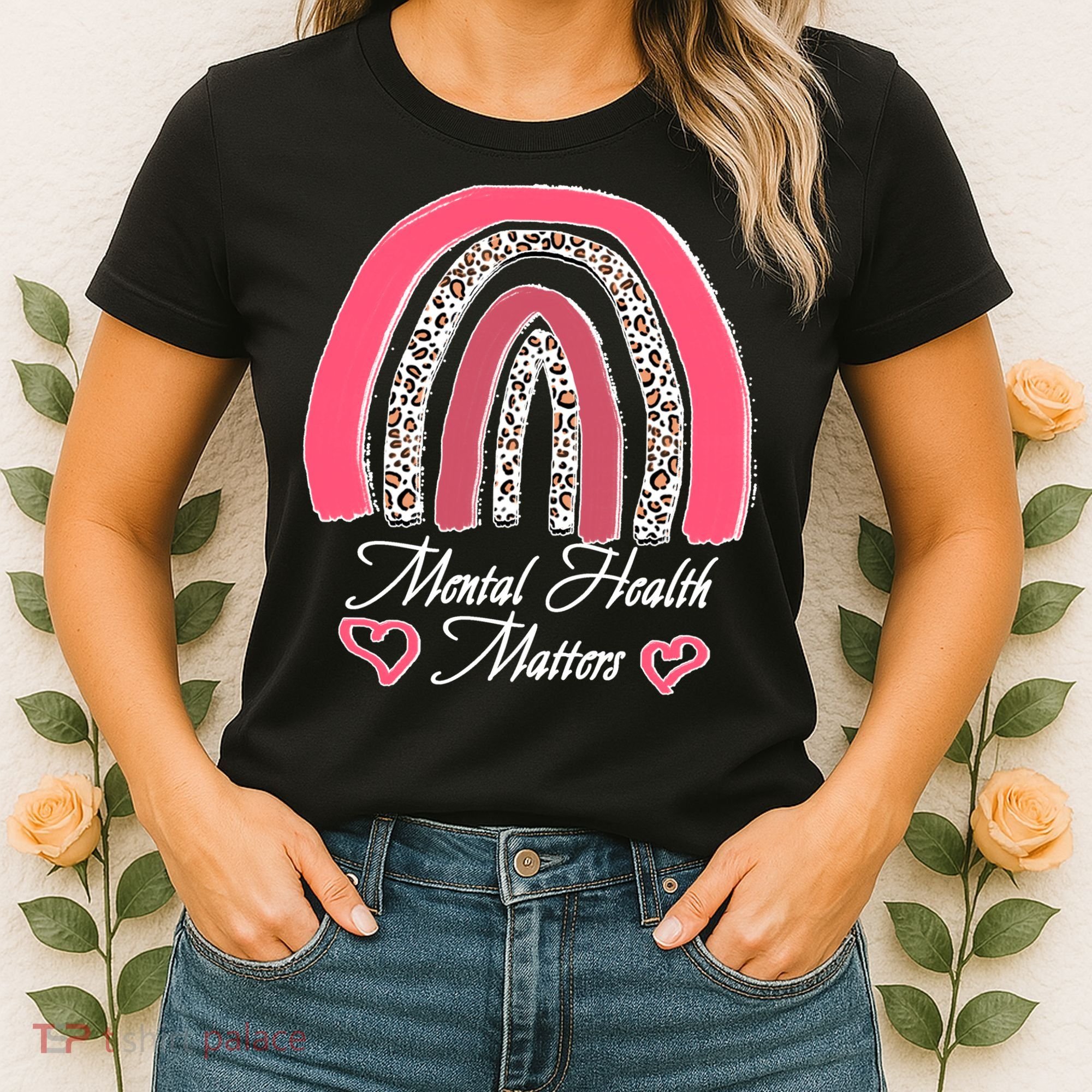 Mental Health Matters Leopard Print Rainbow Women's T-Shirt
