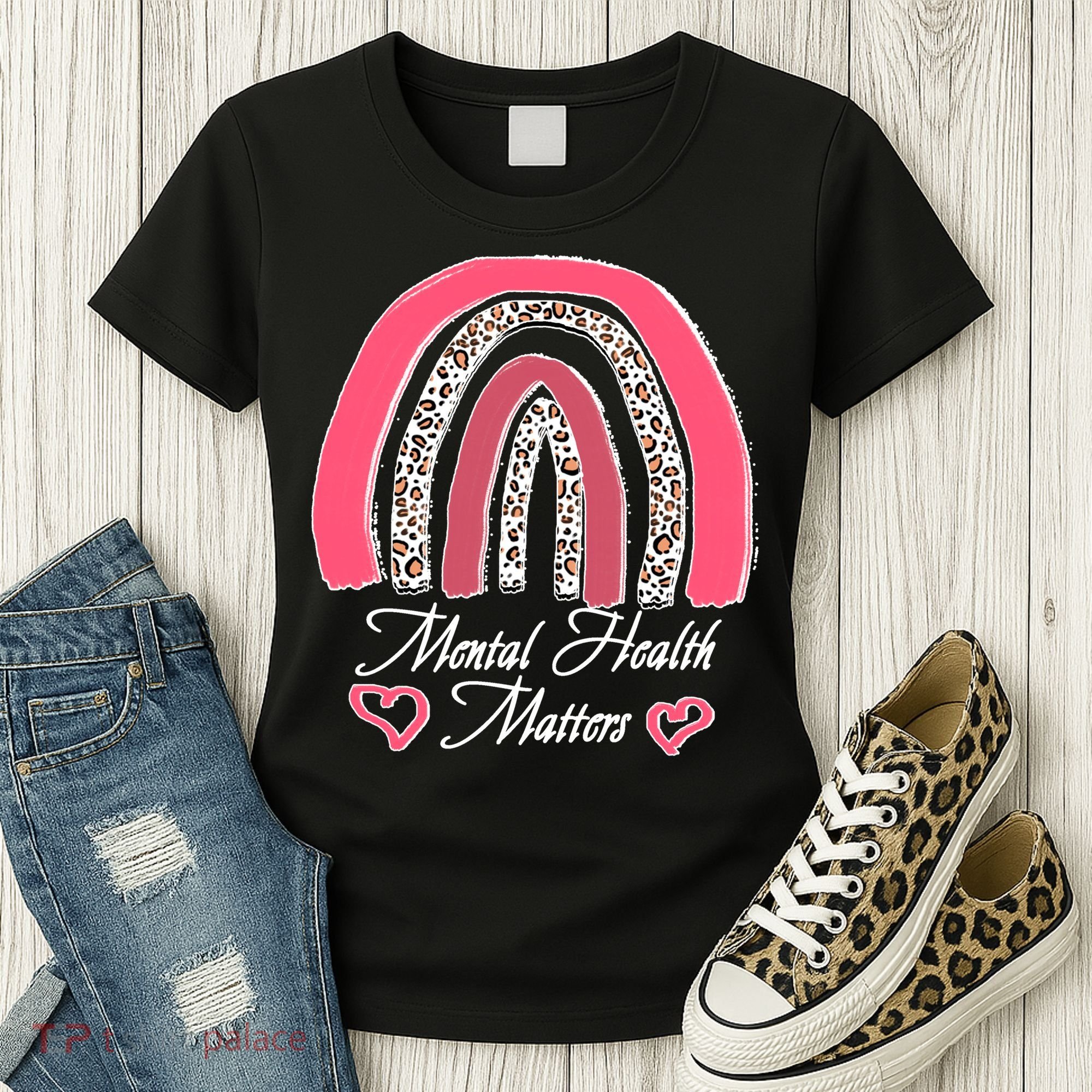 Mental Health Matters Leopard Print Rainbow Women's T-Shirt