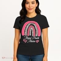 Mental Health Matters Leopard Print Rainbow Women's T-Shirt thumb 4
