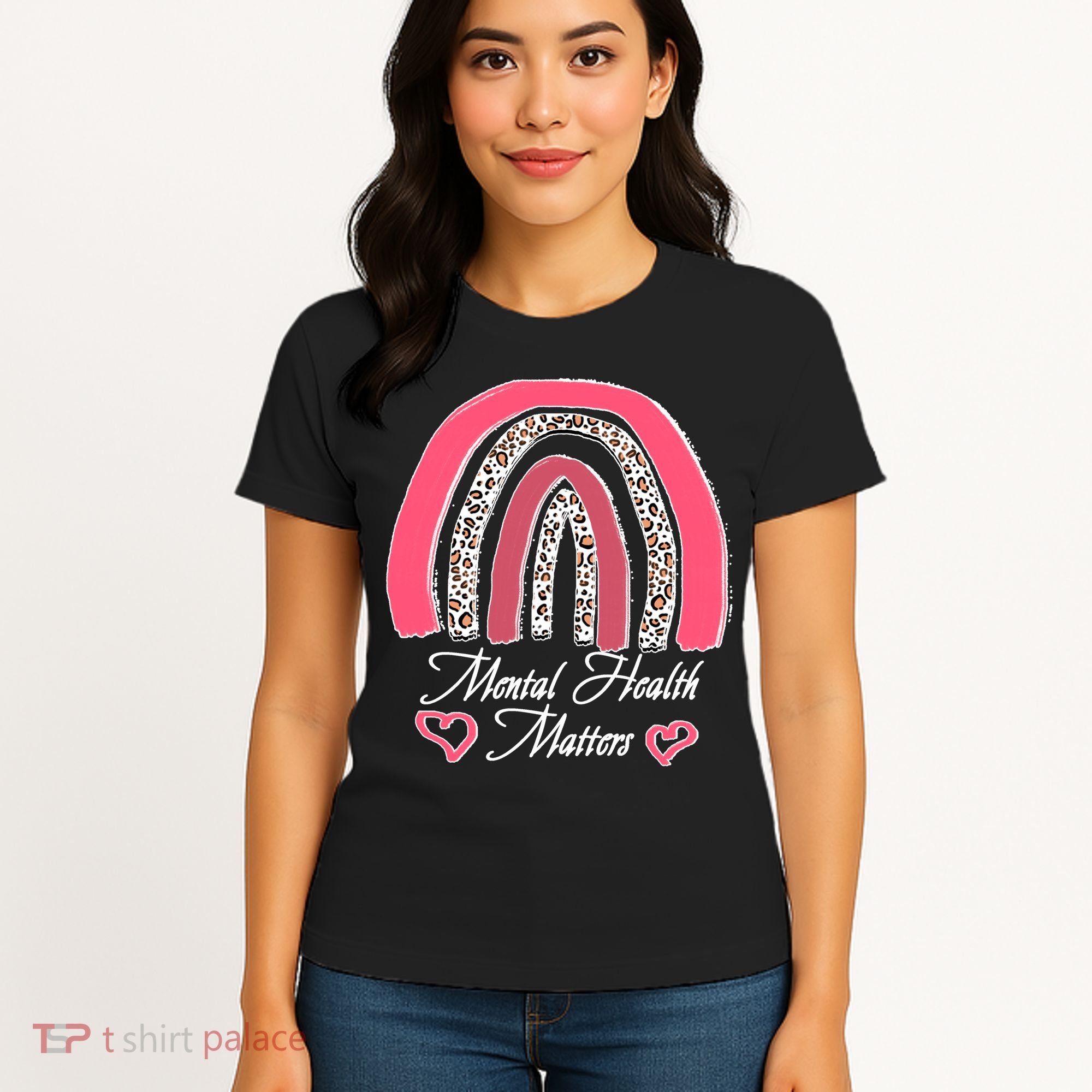Mental Health Matters Leopard Print Rainbow Women's T-Shirt