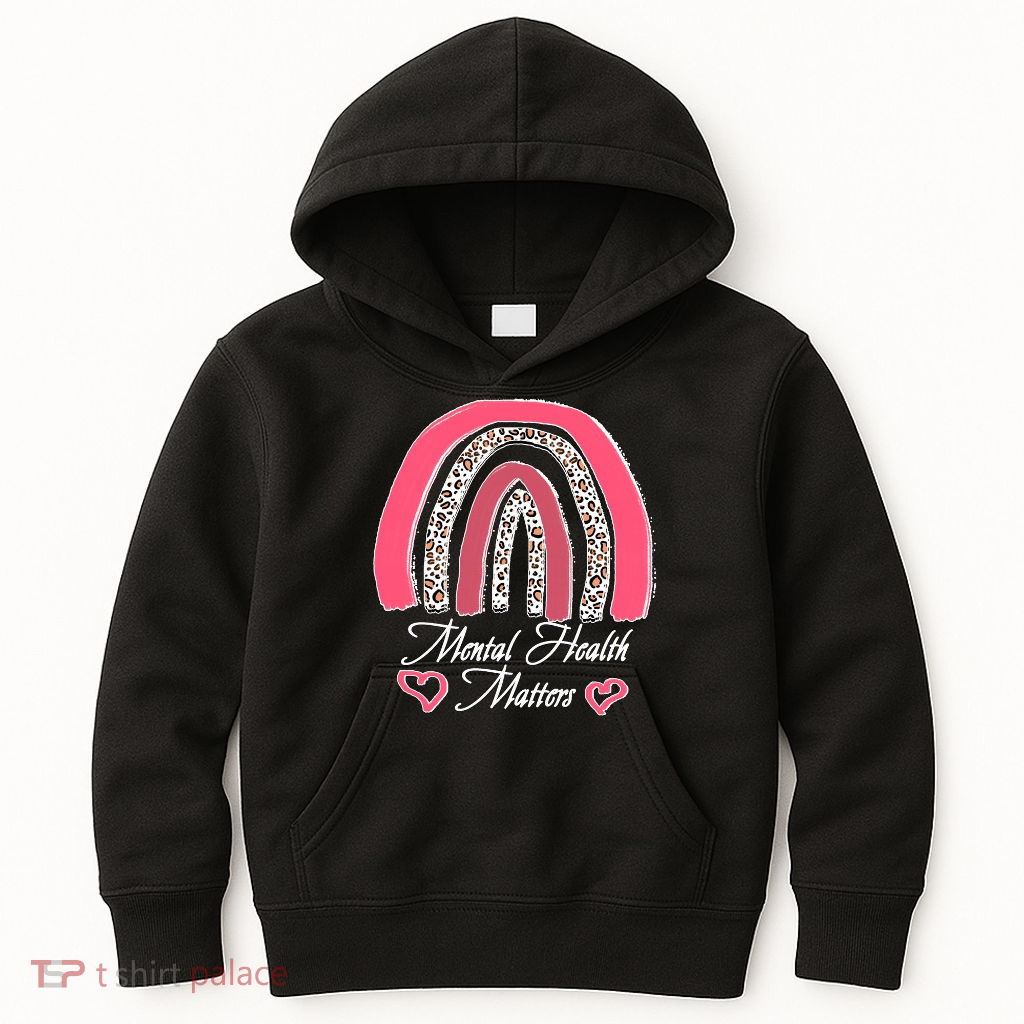 Mental Health Matters Leopard Print Rainbow Kids Hoodie