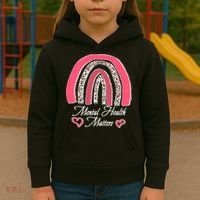 Mental Health Matters Leopard Print Rainbow Kids Hoodie thumb 3