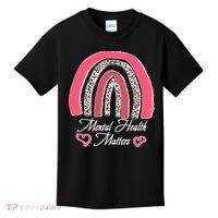 Mental Health Matters Leopard Print Rainbow Kids T-Shirt thumb 0