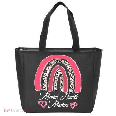 Mental Health Matters Leopard Print Rainbow Tote Bag