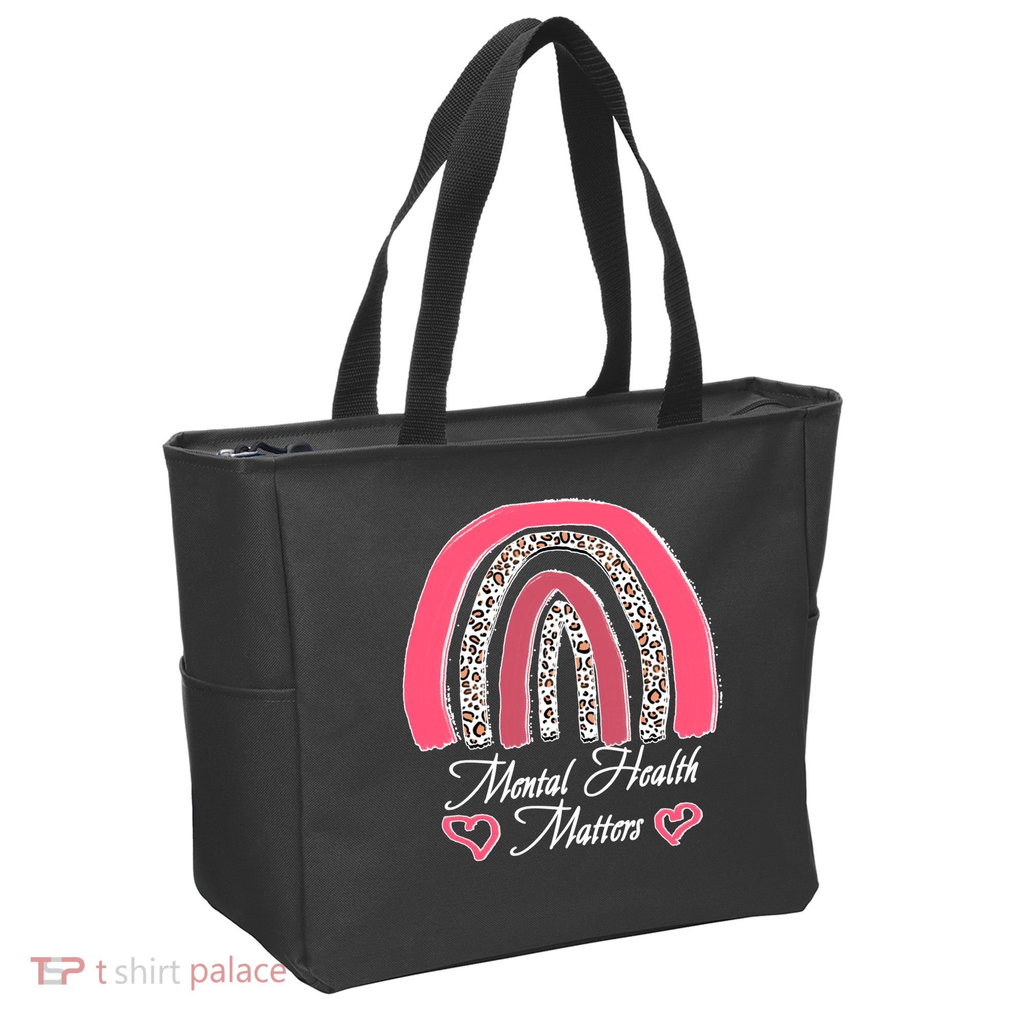 Mental Health Matters Leopard Print Rainbow Tote Bag