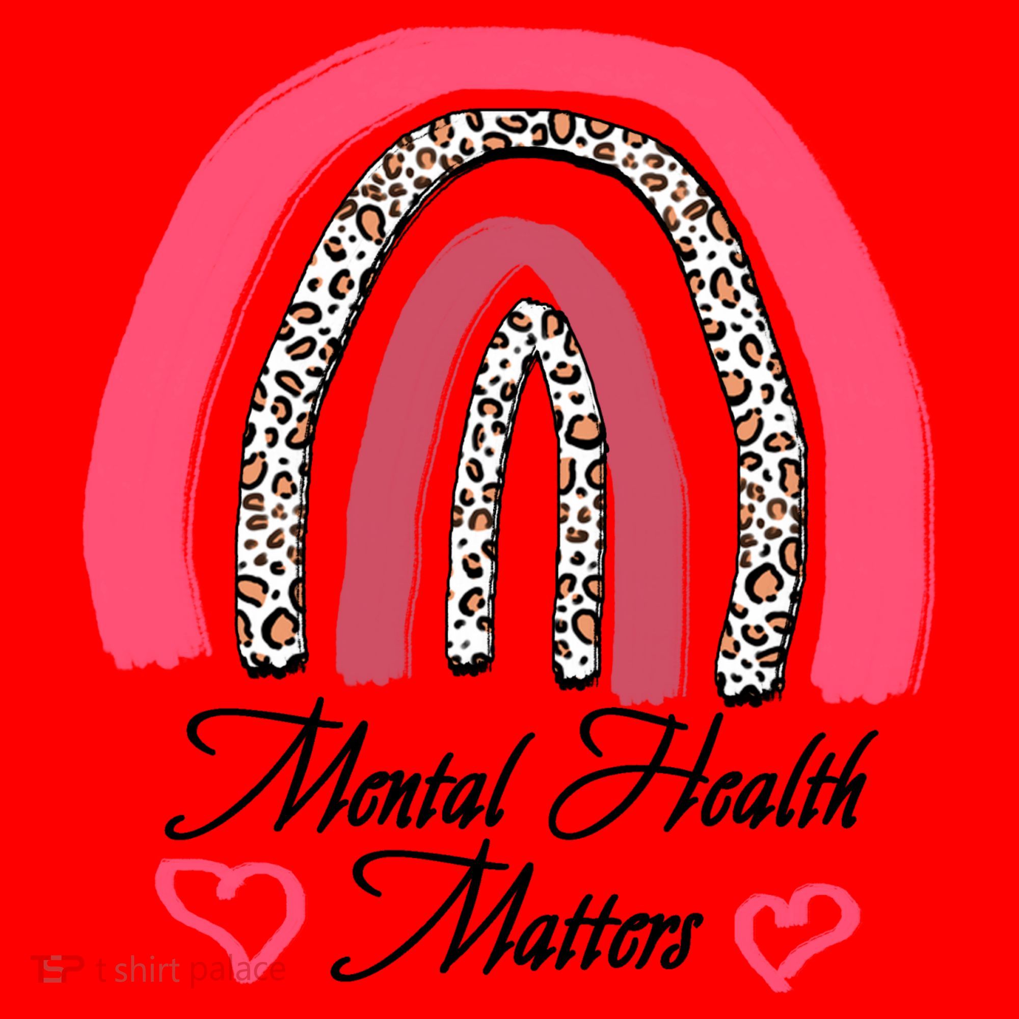 Mental Health Matters Leopard Print Rainbow Santa Hat